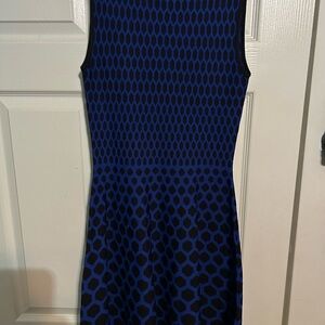 Chic Blue and Black‎ Geometric Midi Dress